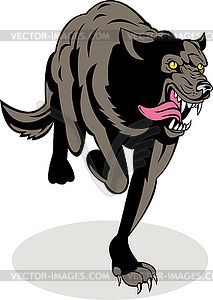 Wild dog wolf attacking running - vector clip art