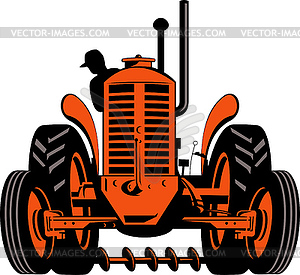 Vintage tractor on background - vector clip art