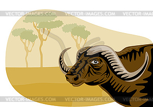 African Buffalo Retro - vector clipart