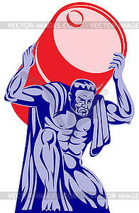 Atlas Carrying Barrel Drum of Oil Retro - vector EPS clipart