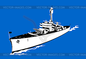 World War Two Battleship Retro - vector image