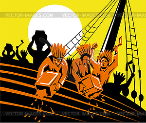 Boston Tea Party Raiders Retro - vector image