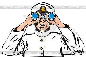 Navy Captain Sailor With Binoculars - vector clip art