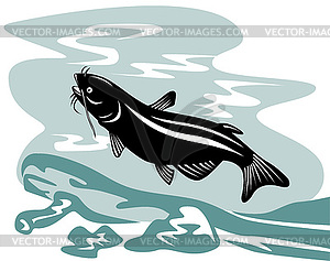 Catfish Jumping - vector image