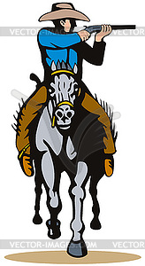 Cowboy Horseback With Rifle - vector image