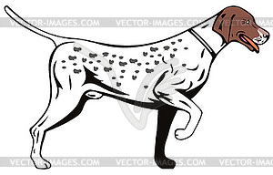 Указатель собака Вид сбоку Ретро - изображение векторного клипарта