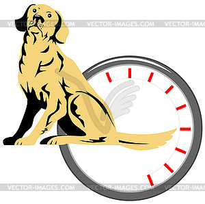 Dog Sitting Retro - vector clip art