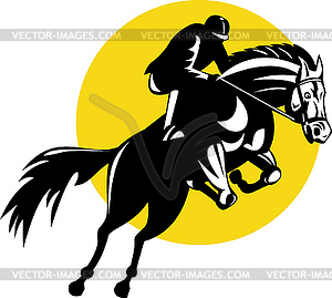 Equestrian Show Jumping Retro - stock vector clipart