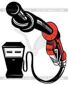 Fuel Pump Station Twisted Nozzle Retro - vector clip art