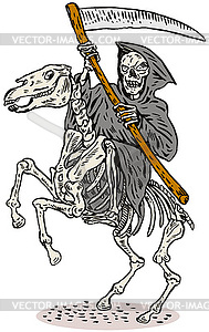 Grim Reaper Skeleton Horseback - vector EPS clipart