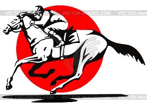 Horse and Jockey Racing Retro - vector clipart