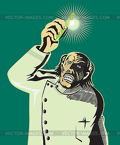 Mad Scientist Test Tube Retro - vector image