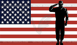 Американский военнослужащий припой приветствуя - стоковое векторное изображение