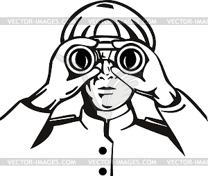 Male Looking Binoculars - vector image