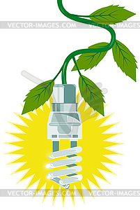 Lightbulb with Leaves - royalty-free vector clipart