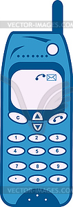 Blue Cellphone Front View Retro Style - vector image