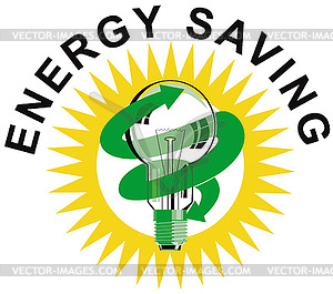 Энергосберегающие лампочки Этикетка - векторное изображение EPS
