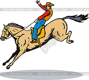 Rodeo Cowboy Horse Riding Retro - vector clip art
