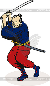 Ninja Fighting Attacking - vector image