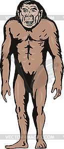 Primitive Man Standing - stock vector clipart