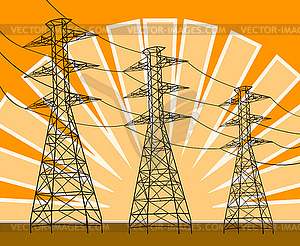 Powerline Pylons - vector clip art