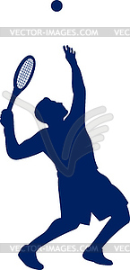 Tennis Player Serving Silhouette - vector image