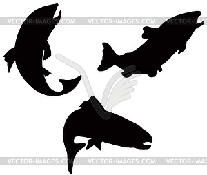 Форель рыба силуэт ретро - изображение векторного клипарта