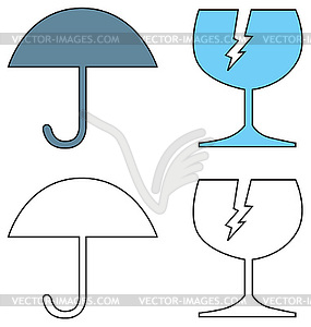 Зонтик и поврежденных треснутые стекла - клипарт в векторном виде