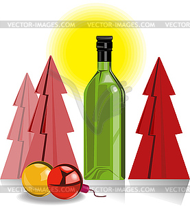 Вино фенечки бутылочные деревья - векторное изображение клипарта