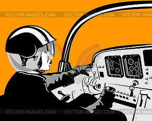 Pilot in Cockpit - vector clipart / vector image