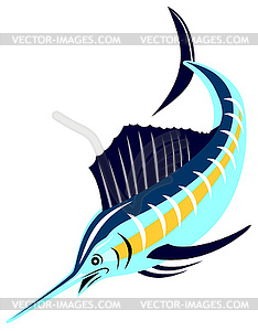 Sailfish Fish Jumping Retro - vector clip art