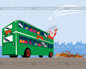 Santa Claus Double Decker Bus - vector clipart