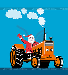 Santa Claus Driving Tractor - vector clipart