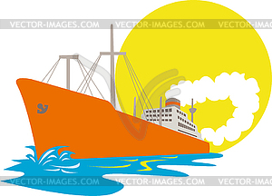 Passenger Ship Cargo Boat Retro - vector clip art