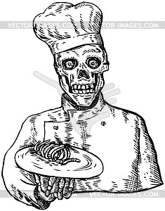 Skeleton Chef Cook - vector clip art
