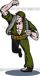 Soldier Running Punch - vector clipart / vector image