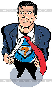 Super Hero Taking Off Suit - vector clipart