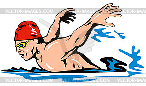 Swimmer Butterfly Retro - vector image