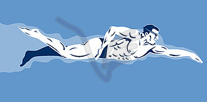 Swimmer Freestyle Retro - vector clip art