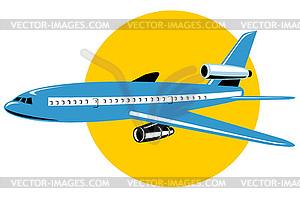 Коммерческий авиалайнер самолете летать - рисунок в векторе