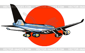 Commercial jet plane airliner flying - vector image