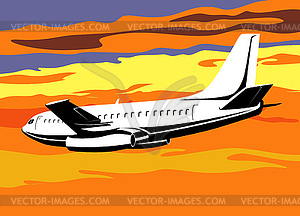 Commercial jet plane airliner flying - vector clipart