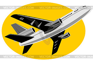 Commercial jet plane airliner flying - vector clip art