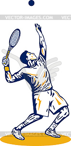 Tennis Player Serving - stock vector clipart