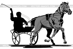 Horse and Jockey Harness Racing - vector clipart