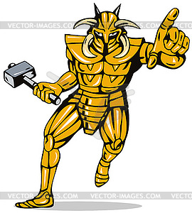 Villain Knight Armor with Hammer - vector clipart