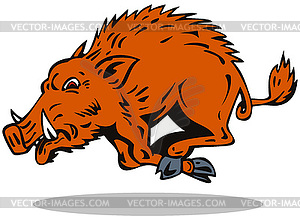 Wild Hog Jumping - vector image