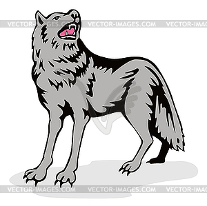 Wolf Wild Dog Howling - векторное изображение EPS