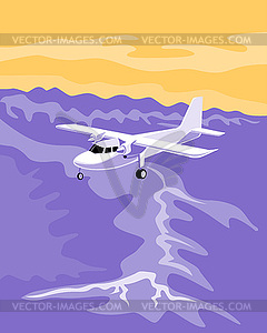 Propeller airplane flying - vector clipart