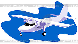 Propeller airplane flying - vector image